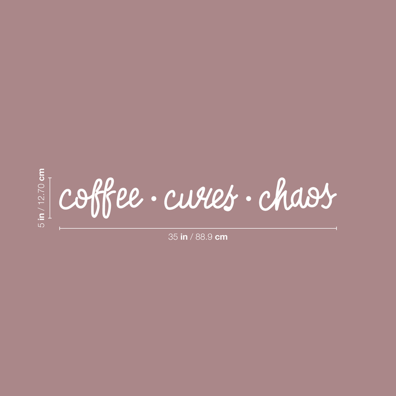 Vinyl Wall Art Decal - Coffee Curves Chaos - 5" x 35" - Trendy Humorous Quote For Coffee Lovers Home Apartment Kitchen Living Room Office Workplace Cafe School Sticker Decoration 1