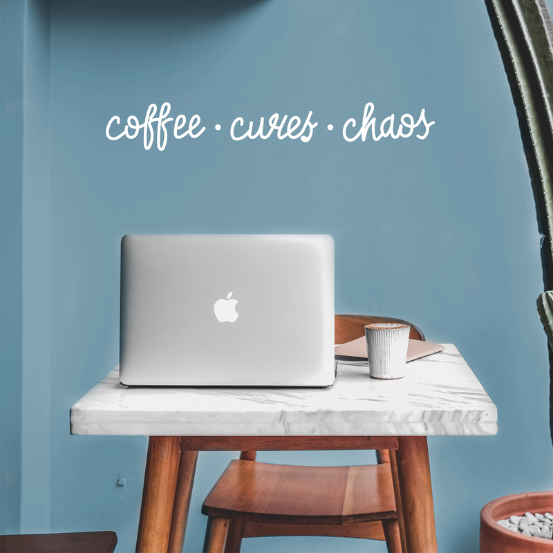 Vinyl Wall Art Decal - Coffee Curves Chaos - 5" x 35" - Trendy Humorous Quote For Coffee Lovers Home Apartment Kitchen Living Room Office Workplace Cafe School Sticker Decoration 2