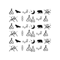 Vinyl Wall Art Decal - Teepee Bear Eagle Moon Mountains Pattern - From Each- Cute Modern Stickers Design For Home Apartment Kids Bedroom Living Room Playroom Nursery School Decoration 1