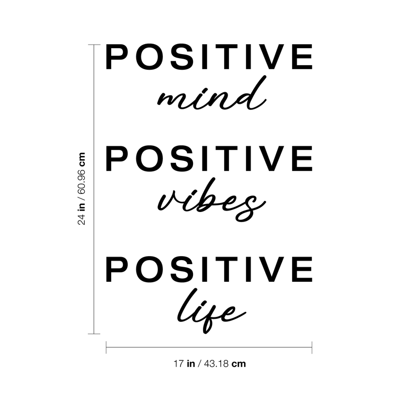 Vinyl Wall Art Decal - Positive Mind Positive Vibes Positive Life - 24" x 17" - Trendy Inspirational Quote For Home Kids Bedroom Living Room Office School Classroom Sticker Decoration 4