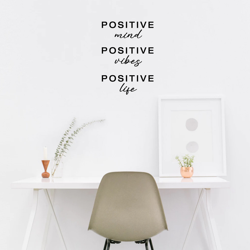 Vinyl Wall Art Decal - Positive Mind Positive Vibes Positive Life - 24" x 17" - Trendy Inspirational Quote For Home Kids Bedroom Living Room Office School Classroom Sticker Decoration 3