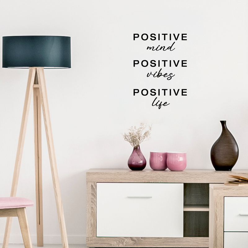 Vinyl Wall Art Decal - Positive Mind Positive Vibes Positive Life - Trendy Inspirational Quote For Home Kids Bedroom Living Room Office School Classroom Sticker Decoration 2