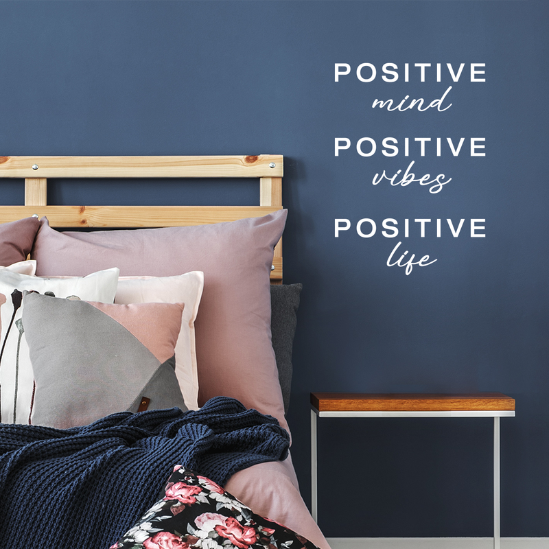 Vinyl Wall Art Decal - Positive Mind Positive Vibes Positive Life - 24" x 17" - Trendy Inspirational Quote For Home Kids Bedroom Living Room Office School Classroom Sticker Decoration 3