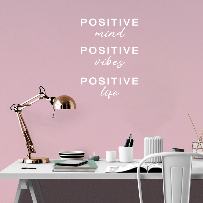 Vinyl Wall Art Decal - Positive Mind Positive Vibes Positive Life - 24" x 17" - Trendy Inspirational Quote For Home Kids Bedroom Living Room Office School Classroom Sticker Decoration 2