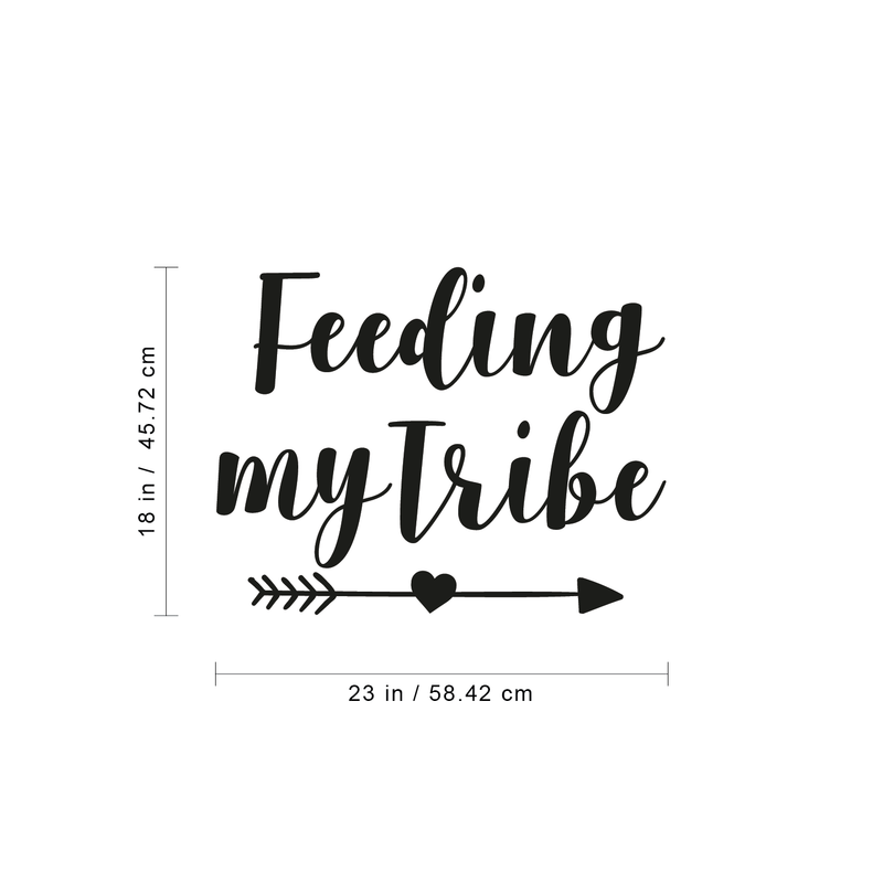 Vinyl Wall Art Decal - Feeding My Tribe - 18" x 23" - Cute Trendy Cursive Quote For Restaurant Coffee Shop Home Kitchen Dining Room Cafe Wedding Heart Arrow Shape Decoration Sticker 4