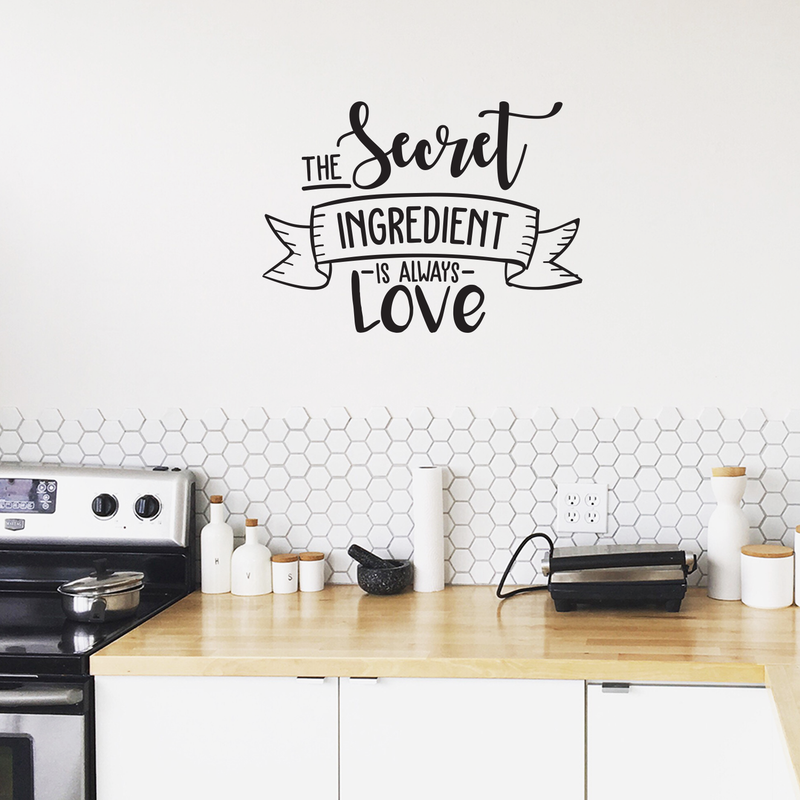 Vinyl Wall Art Decal - The Secret Ingredient Is Always Love - 22" x 30" - Cute Modern Couples Love Quote For Home Apartment Bedroom Living Room Bathroom Kitchen Gift Office Decoration Sticker 2