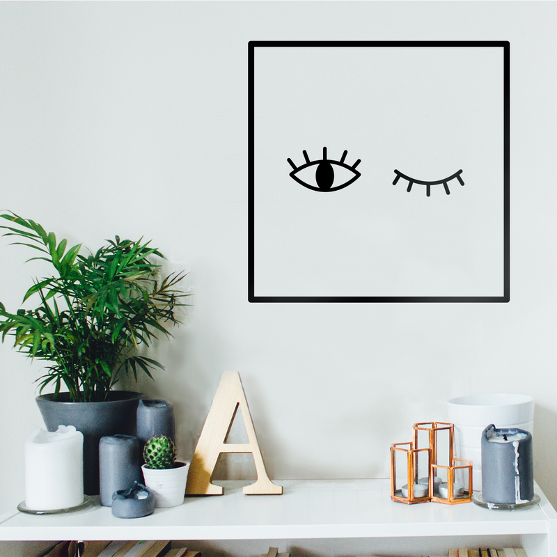 Vinyl Wall Art Decal - Winking Eyes - 22" x 22" - Trendy Cute Eye Wink Shape Design For Home Apartment Bedroom Living Room Bathroom Office Workplace Beauty Shop Decoration Sticker 2