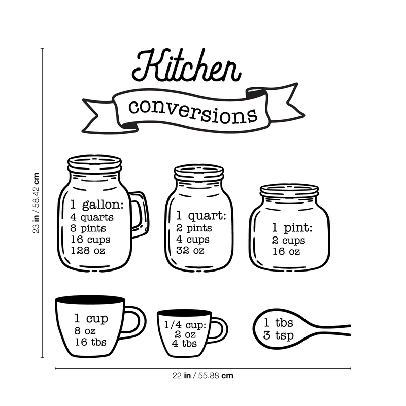 Vinyl Wall Art Decal - Kitchen Conversions - 23" x 22" - Modern Cute Design For Home Apartment Dining Room Living Room Kitchen Workplace Restaurant Bar Shop Chef Cook Decoration Sticker 4