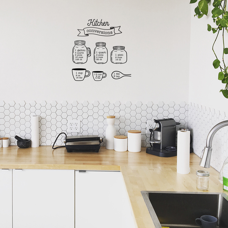 Vinyl Wall Art Decal - Kitchen Conversions - 23" x 22" - Modern Cute Design For Home Apartment Dining Room Living Room Kitchen Workplace Restaurant Bar Shop Chef Cook Decoration Sticker 3