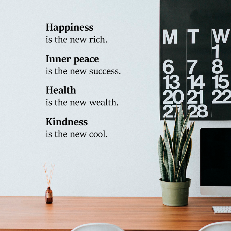 Vinyl Wall Art Decal - Happiness Inner Peace Health Kindness - 26" x 17" - Trendy Inspirational Quote For Home Apartment Bedroom Living Room Kitchen Office Workplace School Decoration Sticker 2