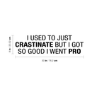 Vinyl Wall Art Decal - I Used To Just Crastrinate But I Got So Good I Went Pro - 8" x 30" - Modern Funny Wordplay Quote For Home Bedroom Living Room Bathroom Entryway Office Decoration Sticker 4