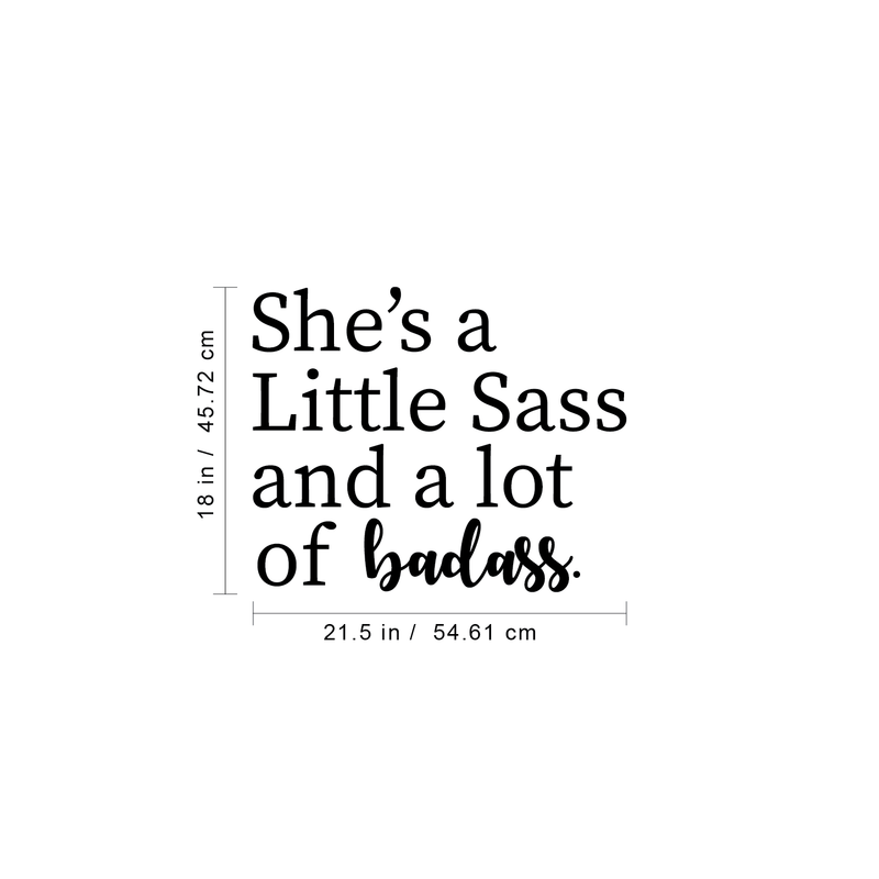 Vinyl Wall Art Decal - She's A Little Sass And A Lot Of Badass - 18" x 21.5" - Funny Modern Quote For Women Home Apartment Bedroom Living Room Bathroom Kitchen Decoration Sticker 4