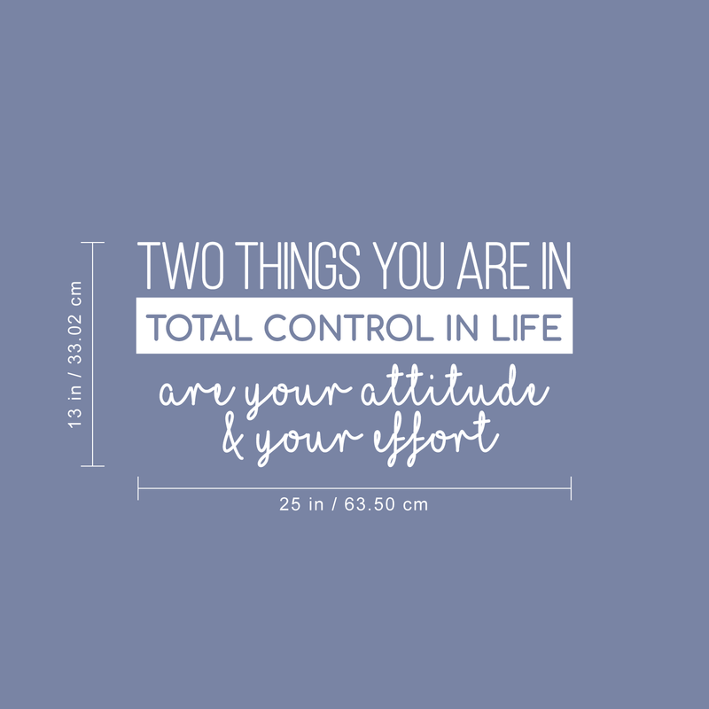 Vinyl Wall Art Decal - Two Things You Are In Total Control In Life Attitude Effort - 13" x 25" - Modern Motivational Quote For Home Bedroom Living Room Kitchen Office Workplace School Decor Sticker 4