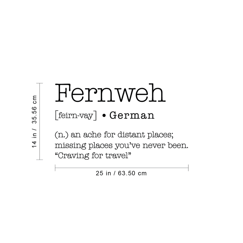 Vinyl Wall Art Decal - Fernweh Definition - 14" x 25" - Modern Travel Explore Quotes For Bedroom Living Room Apartment Decoration - Trendy Vacation Lifestyle Office Workplace Decor 4