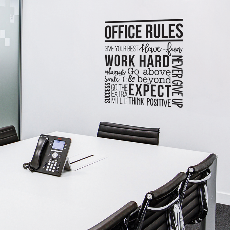 Vinyl Wall Art Decal - Office Rules Give Your Best Work Hard Never Give Up Think Positive - - Modern Motivational Quote For Home Office Workplace School Decoration Sticker 4