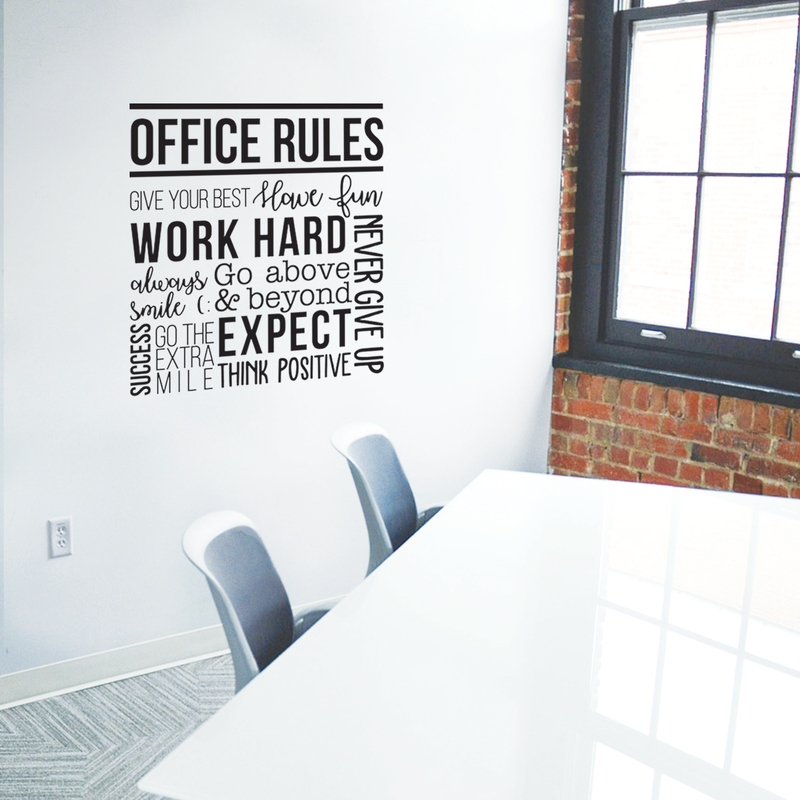 Vinyl Wall Art Decal - Office Rules Give Your Best Work Hard Never Give Up Think Positive - 40" x 36.5" - Modern Motivational Quote For Home Office Workplace School Decoration Sticker 3