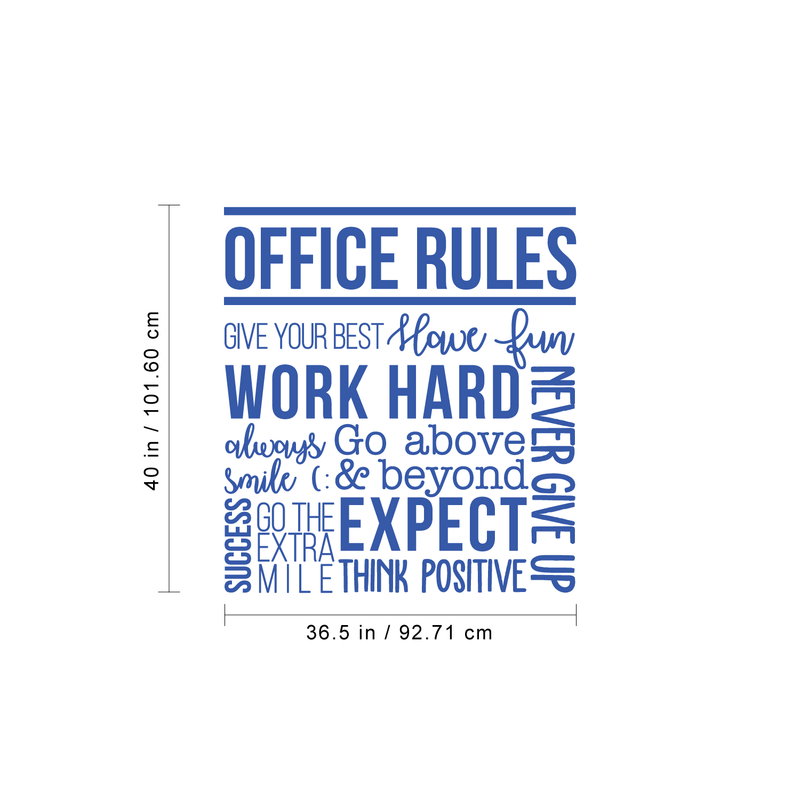 Vinyl Wall Art Decal - Office Rules Give Your Best Work Hard Never Give Up Think Positive - 40" x 36.5" - Modern Motivational Quote For Home Office Workplace School Decoration Sticker 4