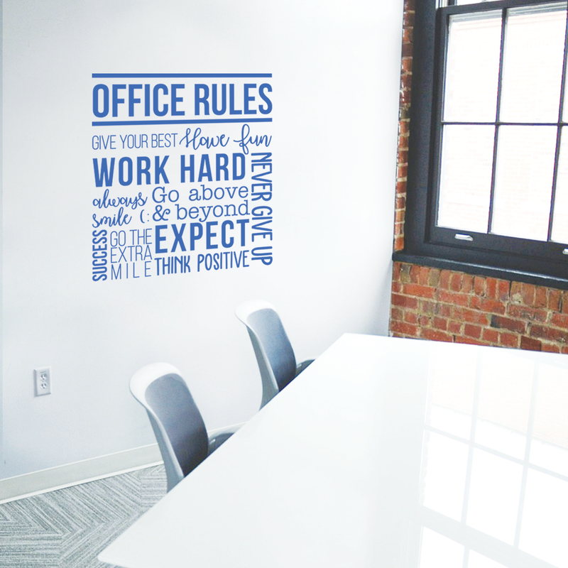 Vinyl Wall Art Decal - Office Rules Give Your Best Work Hard Never Give Up Think Positive - - Modern Motivational Quote For Home Office Workplace School Decoration Sticker 5