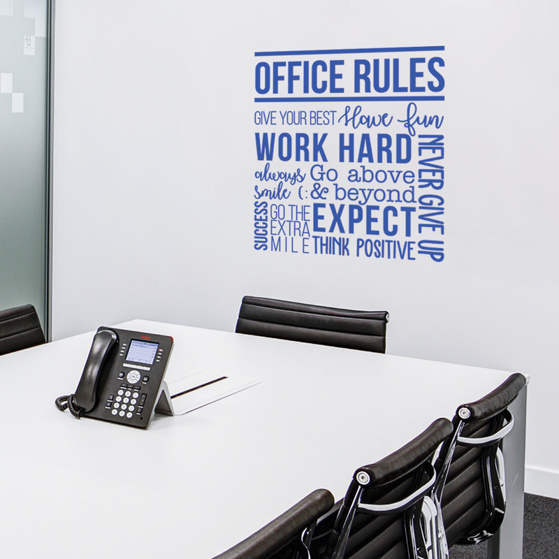 Vinyl Wall Art Decal - Office Rules Give Your Best Work Hard Never Give Up Think Positive - 40" x 36.5" - Modern Motivational Quote For Home Office Workplace School Decoration Sticker 2