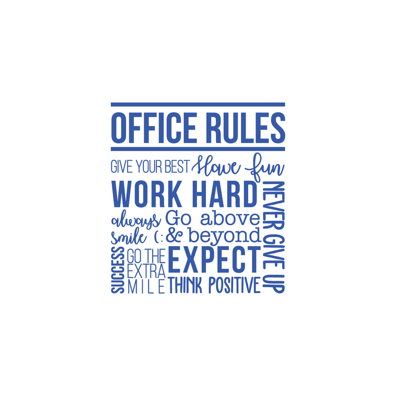 Vinyl Wall Art Decal - Office Rules Give Your Best Work Hard Never Give Up Think Positive - - Modern Motivational Quote For Home Office Workplace School Decoration Sticker 1