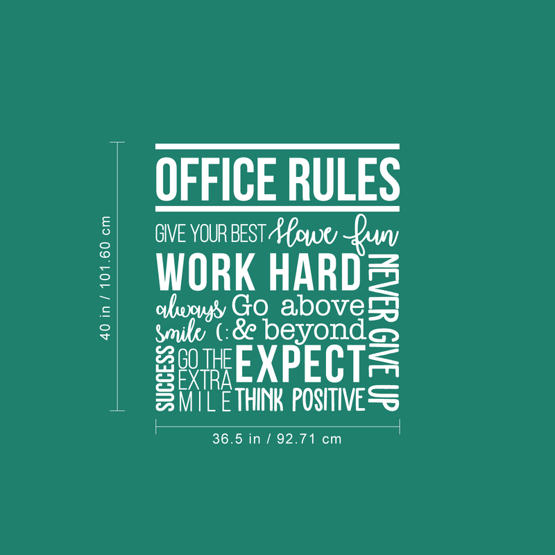 Vinyl Wall Art Decal - Office Rules Give Your Best Work Hard Never Give Up Think Positive - 40" x 36.5" - Modern Motivational Quote For Home Office Workplace School Decoration Sticker 4