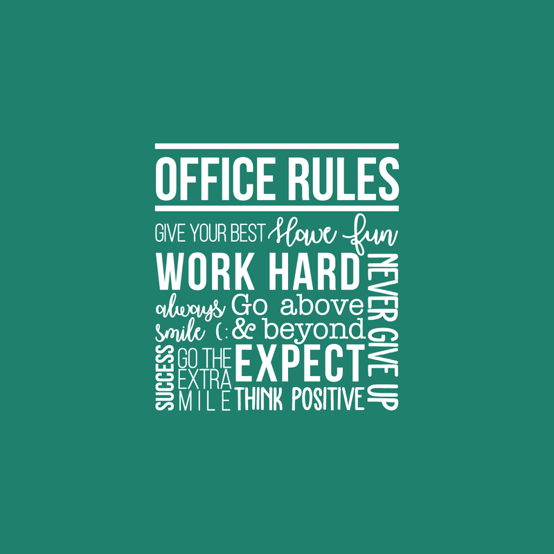 Vinyl Wall Art Decal - Office Rules Give Your Best Work Hard Never Give Up Think Positive - 40" x 36.5" - Modern Motivational Quote For Home Office Workplace School Decoration Sticker 3