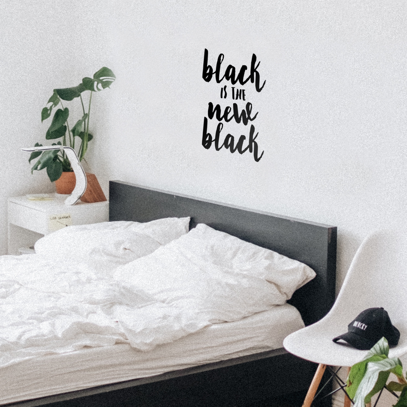 Vinyl Wall Art Decal - Black Is The New Black - 27" x 17" - Women's Fashion Chic Trendy Quotes For Home Living Room Bedroom Apartment Indoor Retail Store Closet Decoration 3