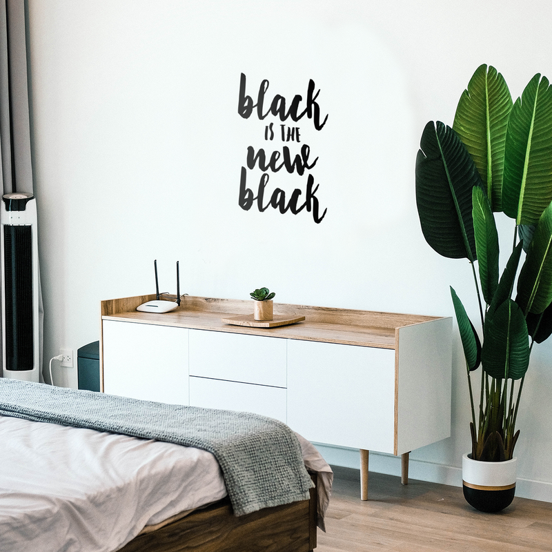 Vinyl Wall Art Decal - Black Is The New Black - Women's Fashion Chic Trendy Quotes For Home Living Room Bedroom Apartment Indoor Retail Store Closet Decoration 5