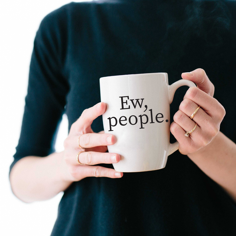 Vinyl Wall Art Decal - Ew People - 2" x 4" - Trendy Funny Sarcastic Antisocial Quote For Coffee Mug Cup Thermos Laptop Door Luggage Window Mirror Computer Skin Indoor Decoration 2