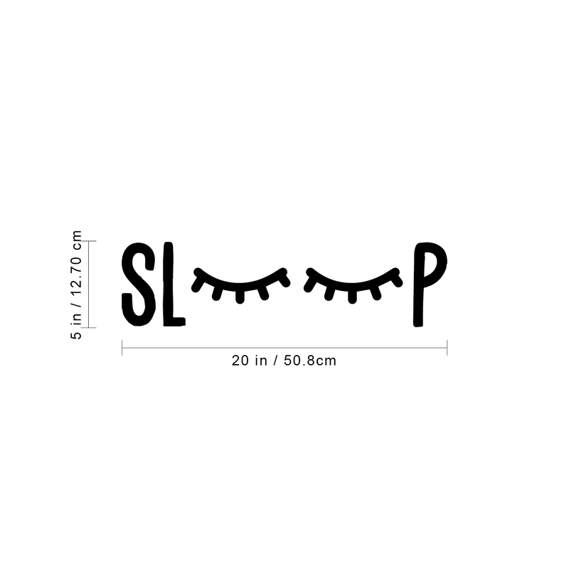 Vinyl Wall Art Decal - Sleep - 5" x 20" - Modern Cute Sleepy Eyes Design For Home Apartment Bedroom Kids Room Nursery Playroom Living Room Daycare Preschool Decoration Sticker 4