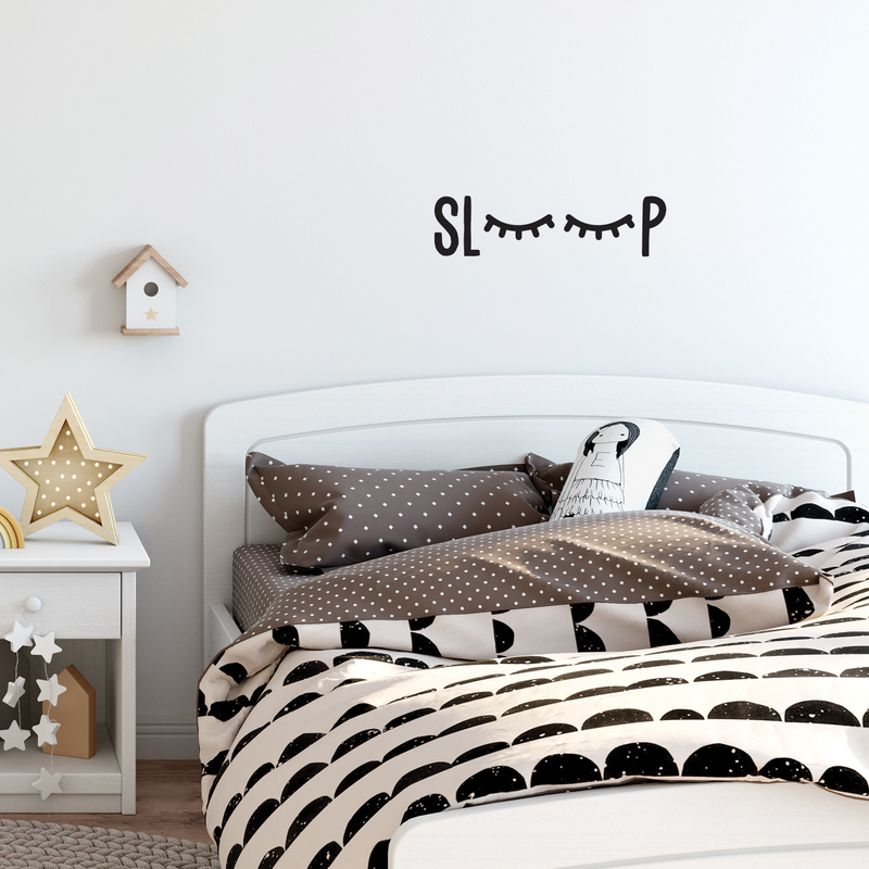 Vinyl Wall Art Decal - Sleep - 5" x 20" - Modern Cute Sleepy Eyes Design For Home Apartment Bedroom Kids Room Nursery Playroom Living Room Daycare Preschool Decoration Sticker 3