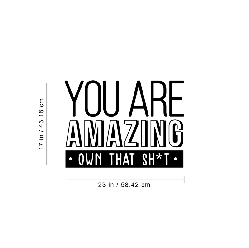 Vinyl Wall Art Decal - You Are Amazing Own That Sh*t - 17" x 23" - Modern Inspirational Quote For Home Bedroom Apartment Living Room Classroom Work Office School Decoration Sticker 4