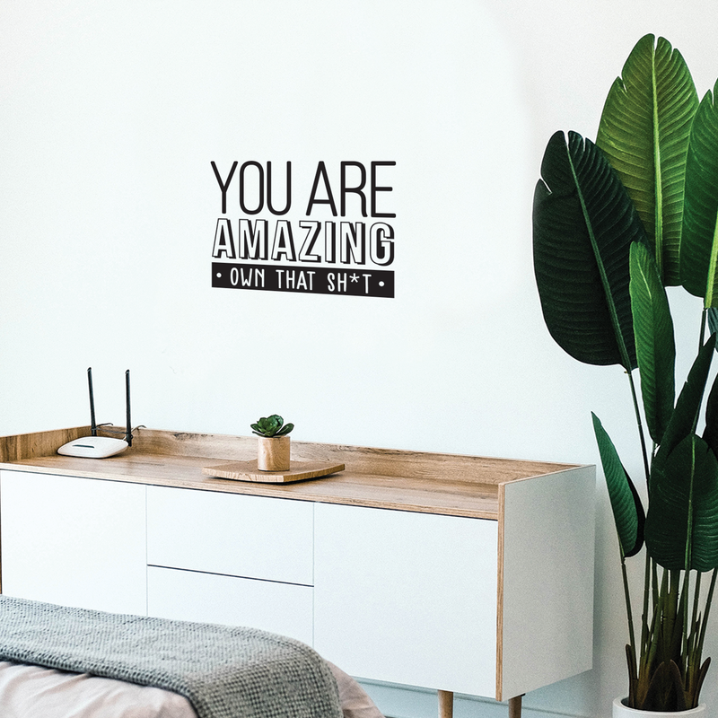 Vinyl Wall Art Decal - You Are Amazing Own That Sh*t - 17" x 23" - Modern Inspirational Quote For Home Bedroom Apartment Living Room Classroom Work Office School Decoration Sticker 3