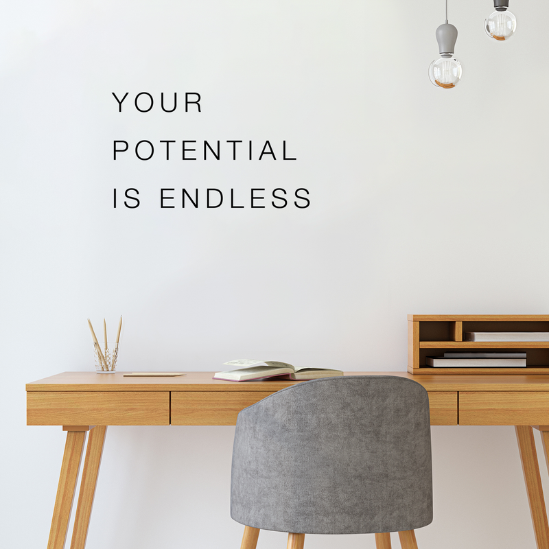 Vinyl Wall Art Decal - Your Potential Is Endless - 17" x 29" - Modern Self Esteem Inspirational Quote For Home Bedroom Apartment Living Room Work Office Decoration Sticker 2