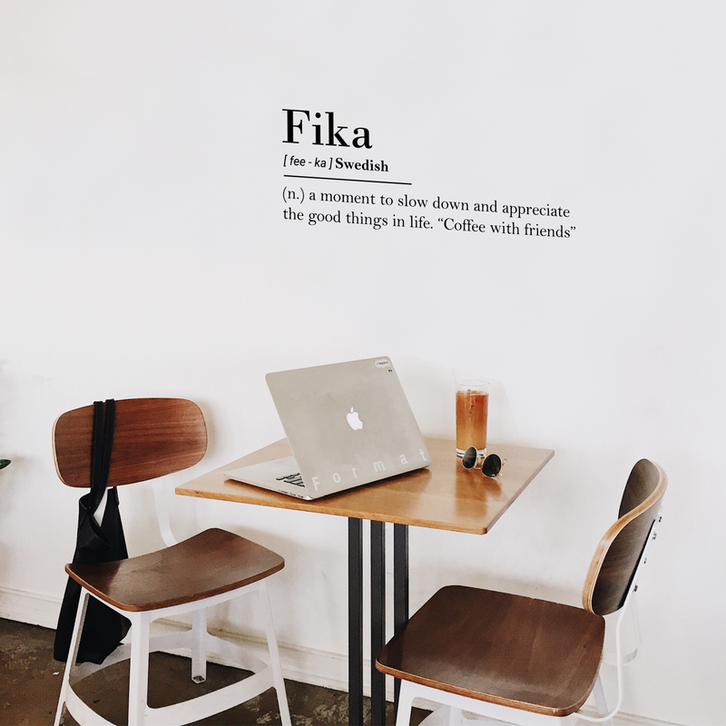 Vinyl Wall Art Decal - Fika Swedish Definition - 11" x 30" - Trendy Inspirational Modern Quotes For Home Bedroom Office Living Room Apartment Work Indoor Outdoor Decoration 2