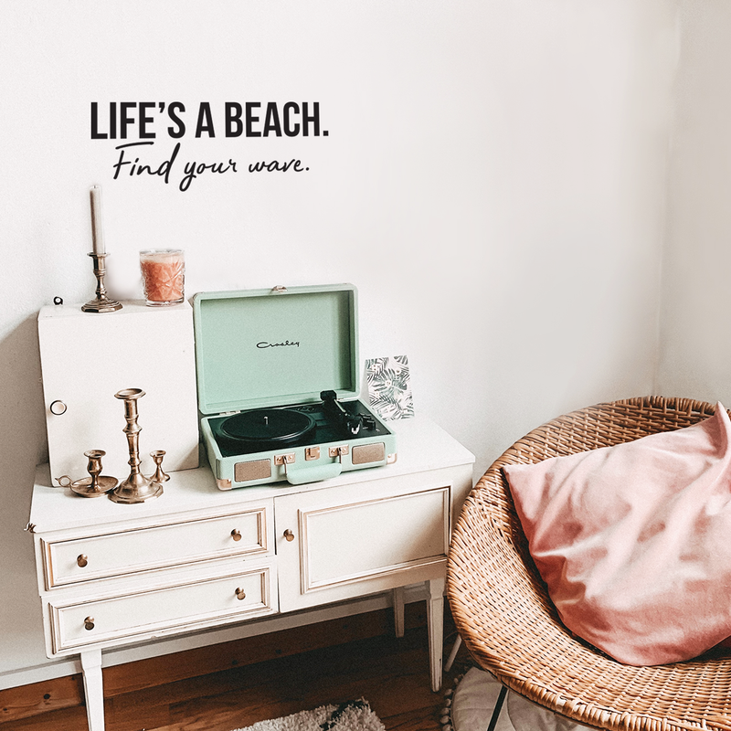 Vinyl Wall Art Decal - Life's A Beach Find Your Wave - 9. Modern Cool Inspirational Quote For Home Bedroom Apartment Living Room Work Office Decoration Sticker 5