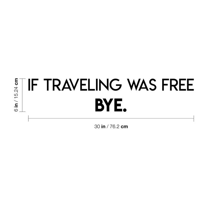 Vinyl Wall Art Decal - If Traveling Was Free Bye - 6" x 30" - Trendy Funny Traveler Quote For Home Bedroom Apartment Living Room Office Workplace Agency Decoration Sticker 4