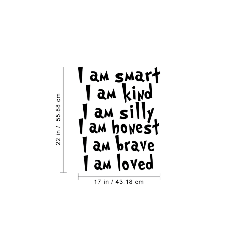 Vinyl Wall Art Decal - I Am Smart I Am Kind I Am Silly I am Honest - Positive Words Of Affirmations For Home Apartment Bedroom Living Room Classroom School Office Decoration Sticker 4