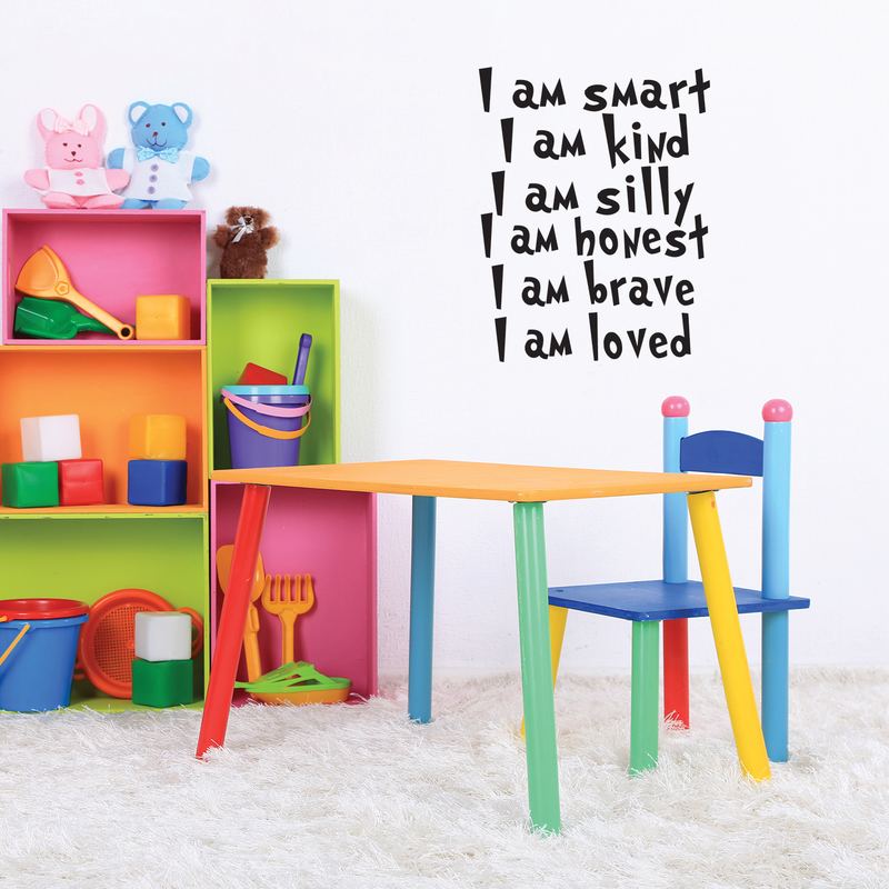 Vinyl Wall Art Decal - I Am Smart I Am Kind I Am Silly I am Honest - 22" x 17" - Positive Words Of Affirmations For Home Apartment Bedroom Living Room Classroom School Office Decoration Sticker 3