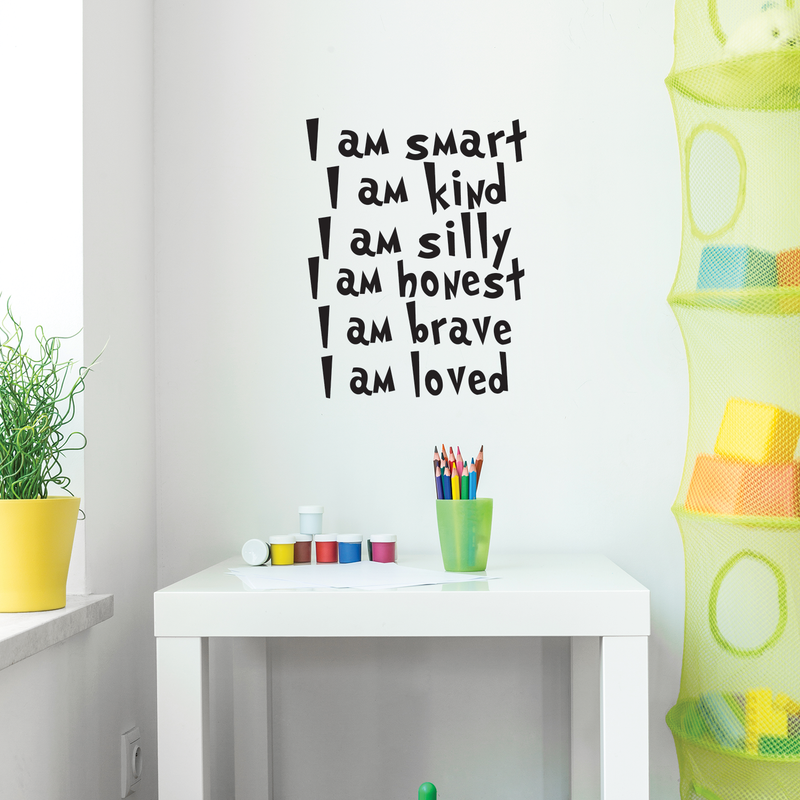 Vinyl Wall Art Decal - I Am Smart I Am Kind I Am Silly I am Honest - 22" x 17" - Positive Words Of Affirmations For Home Apartment Bedroom Living Room Classroom School Office Decoration Sticker 2