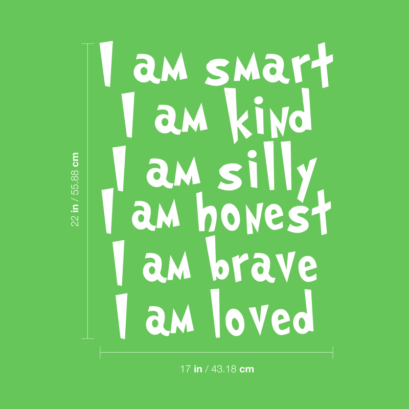 Vinyl Wall Art Decal - I Am Smart I Am Kind I Am Silly I am Honest - 22" x 17" - Positive Words Of Affirmations For Home Apartment Bedroom Living Room Classroom School Office Decoration Sticker 4