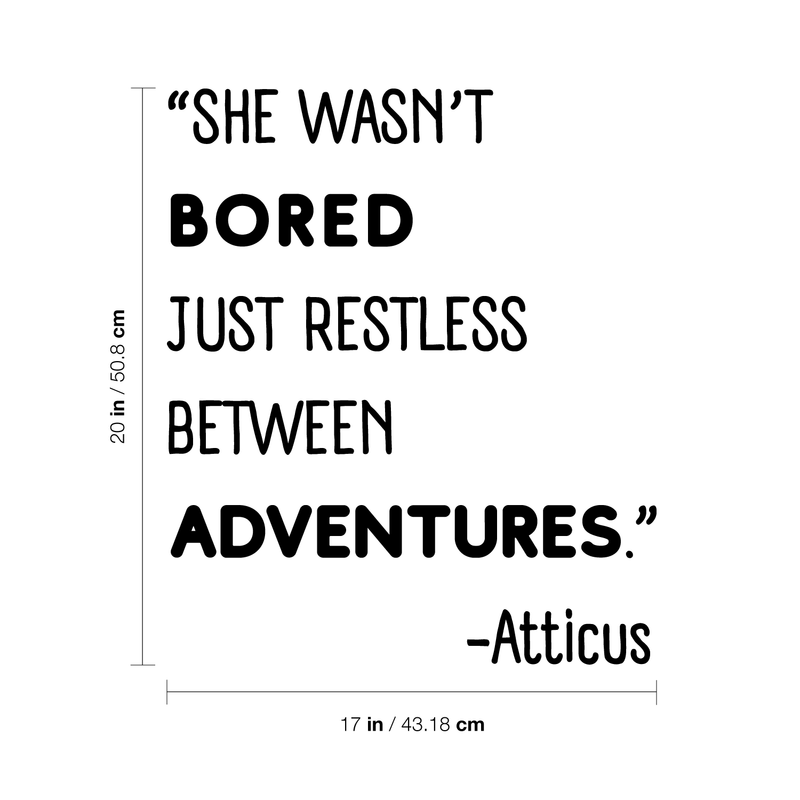 Vinyl Wall Art Decal - She Wasn't Bored Just Restless Between Adventures - Trendy Travel Quote For Home Bedroom Apartment Living Room Office Workplace Agency Decoration Sticker 4