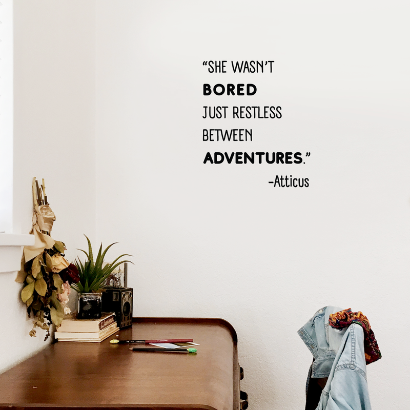 Vinyl Wall Art Decal - She Wasn't Bored Just Restless Between Adventures - Trendy Travel Quote For Home Bedroom Apartment Living Room Office Workplace Agency Decoration Sticker 3