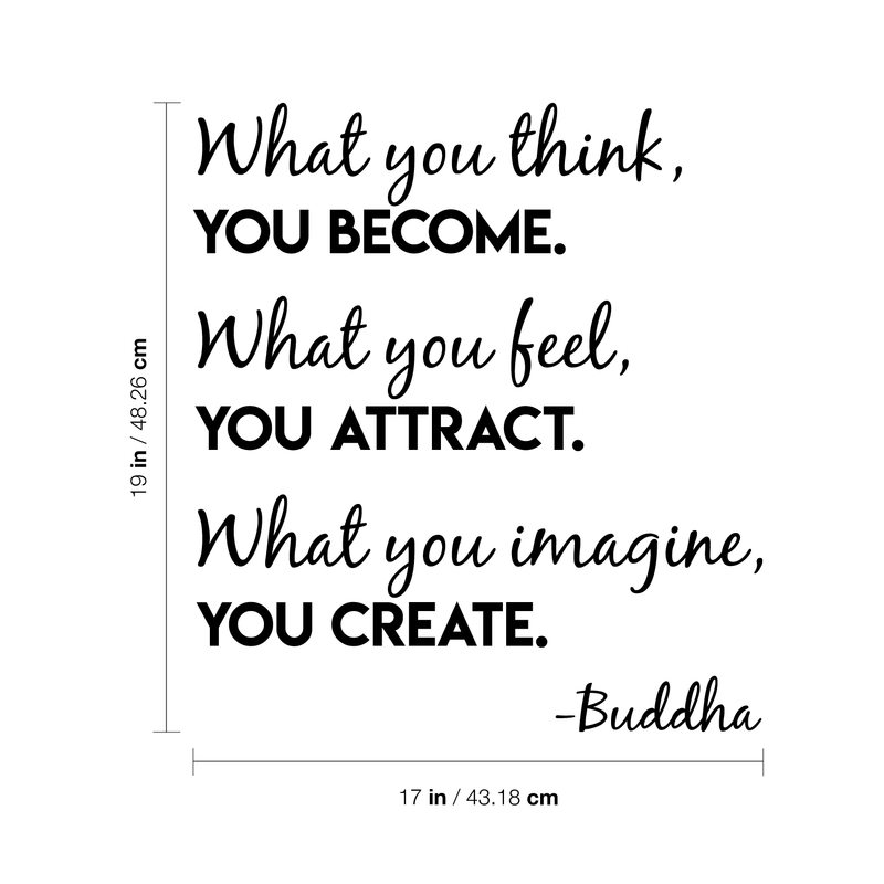 Vinyl Wall Art Decal - Think Become Attract Imagine Create Buddha - Modern Inspirational Quote For Home Apartment Bedroom Living Room School Office Decoration Sticker 4