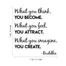 Vinyl Wall Art Decal - Think Become Attract Imagine Create Buddha - 19" x 17" - Modern Inspirational Quote For Home Apartment Bedroom Living Room School Office Decoration Sticker 4