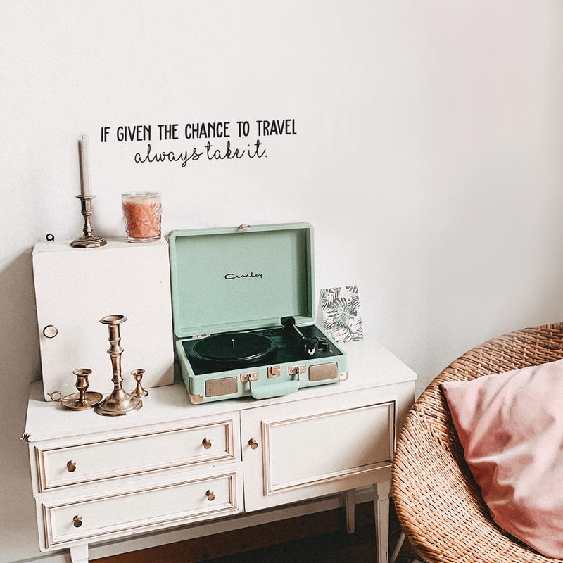 Vinyl Wall Art Decal - If Given The Chance To Travel Always Take It - 5. Modern Cursive Traveler Vacations Quote For Home Bedroom Apartment Living Room Office Workplace Decoration Sticker 2