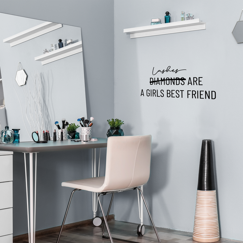 Vinyl Wall Art Decal - Lashes Are A Girls Best Friend - Women's Makeup Lovers Modern Trendy Women Girls Home Bedroom Apartment Indoor Living Room Bathroom Vanity Decor 2