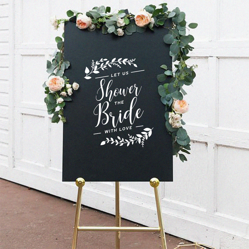 Vinyl Wall Art Decal - Let Us Shower The Bride With Love - Trendy Cute Funny Quote For Bridal Shower Wedding Decoration Sticker 3