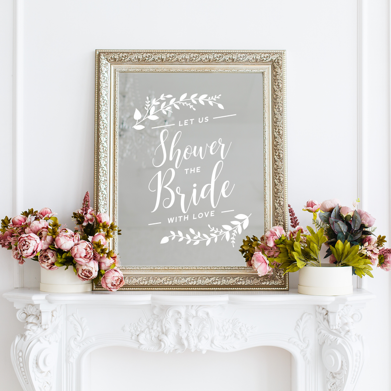 Vinyl Wall Art Decal - Let Us Shower The Bride With Love - Trendy Cute Funny Quote For Bridal Shower Wedding Decoration Sticker 4