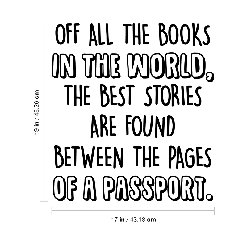 Vinyl Wall Art Decal - The Best Stories Are Between The Pages Of A Passport - Modern Inspirational Traveler Quote For Home Bedroom Living Room Office Travel Shop Decoration Sticker 4